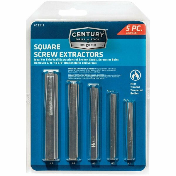 Century Drill Tool Century Drill & Tool Square Flute Screw Extractor 5-Piece 73215